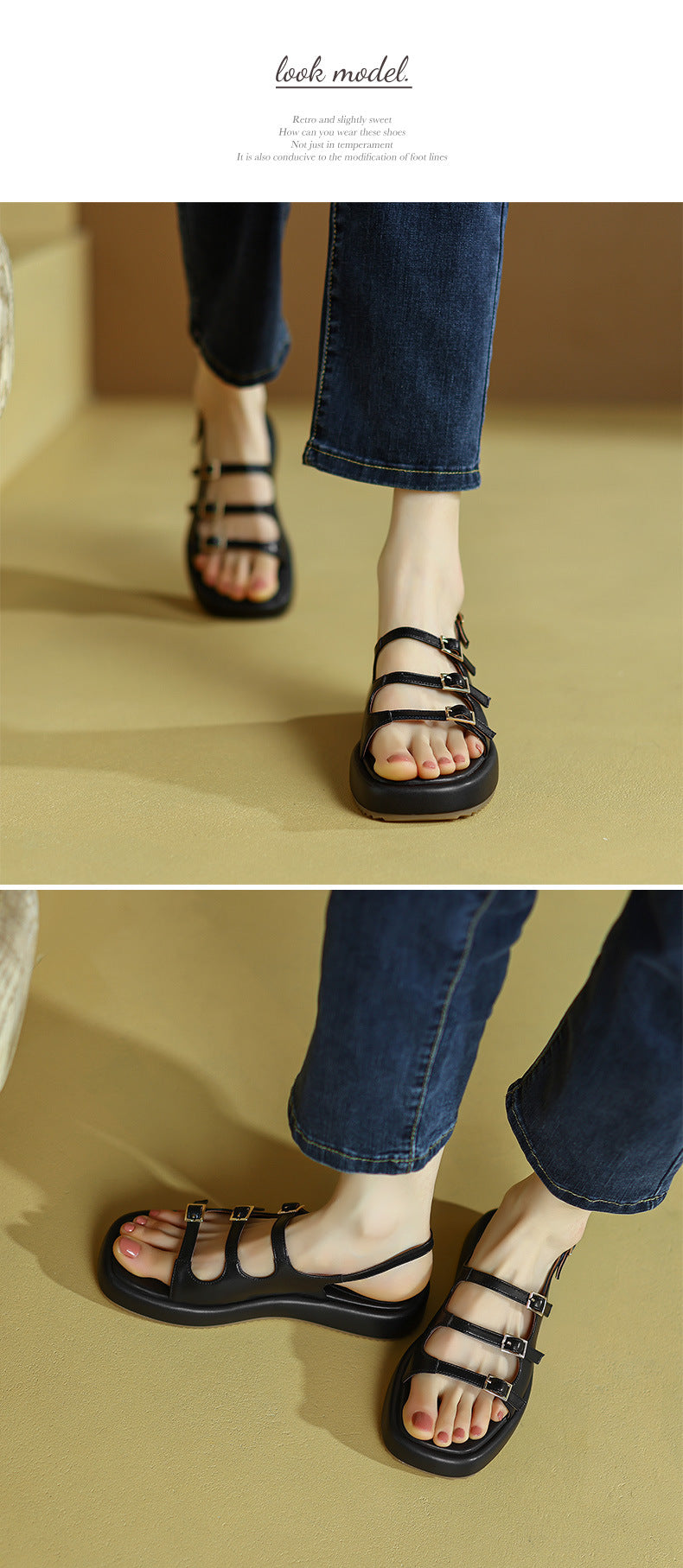 First-Layer Cowhide Platform Sandal – Multi-Buckle Support Build