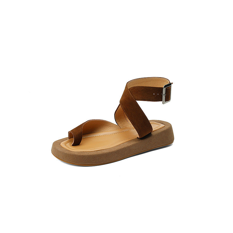 Minimal Flat Sandal – Full-Grain Cowhide