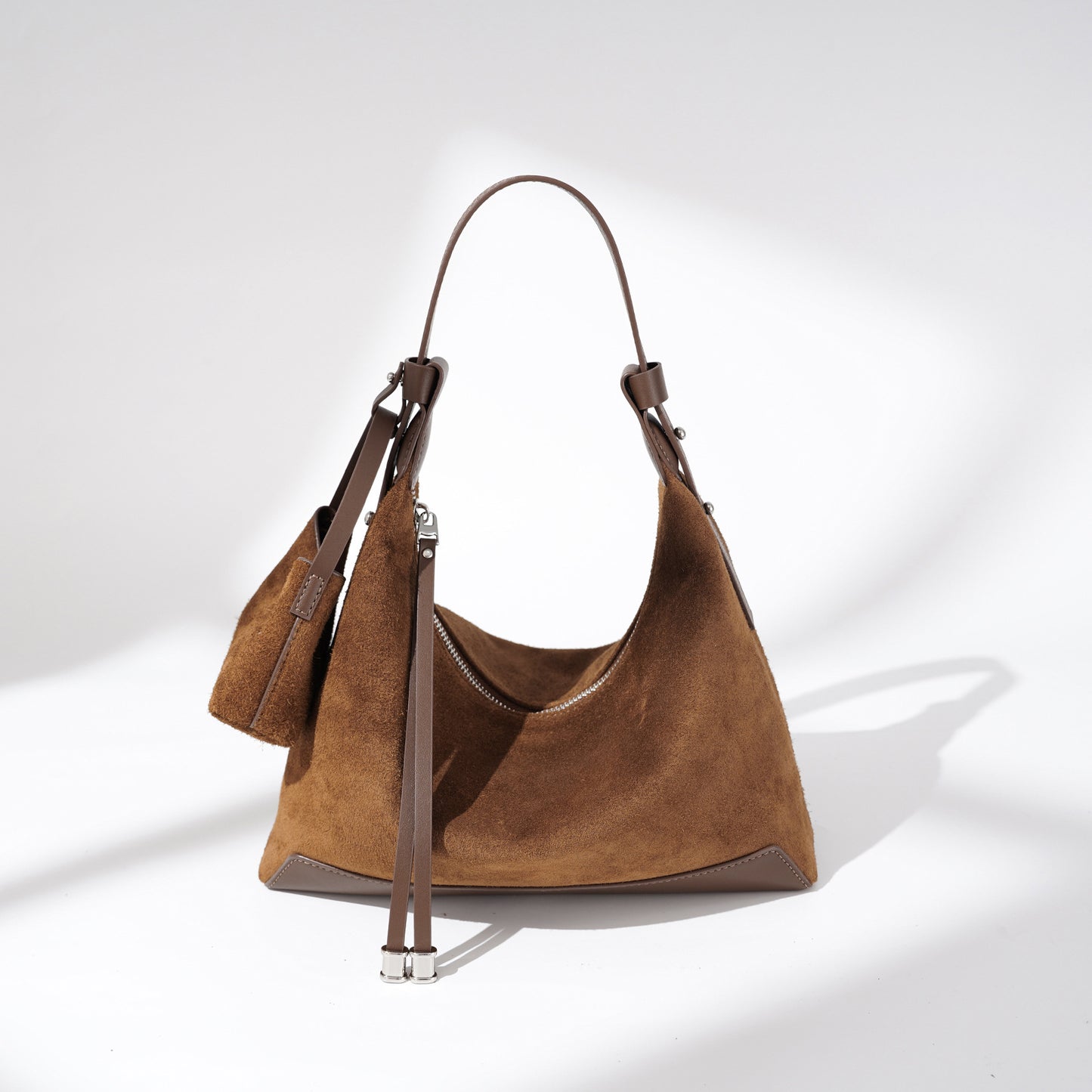 Matte Soft-Form Shoulder Bag in First-Layer Cowhide —