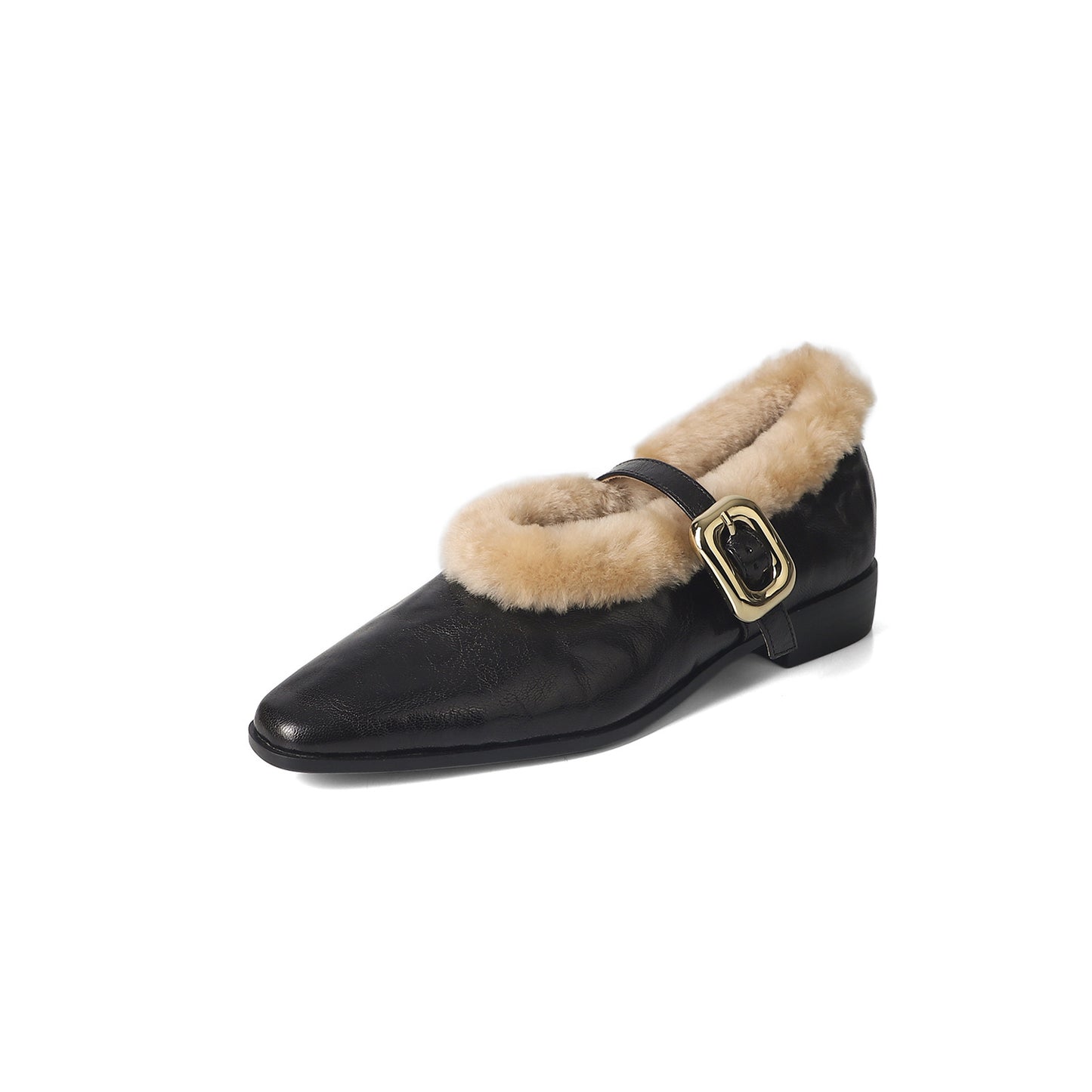 Shearling-Lined Full-Grain Leather Mary Jane