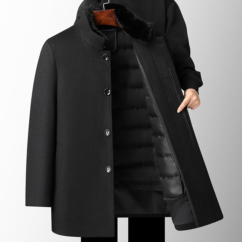 Men's Wool Overcoat Autumn And Winter New Mid-length Thickening Detachable Down Feather Liner