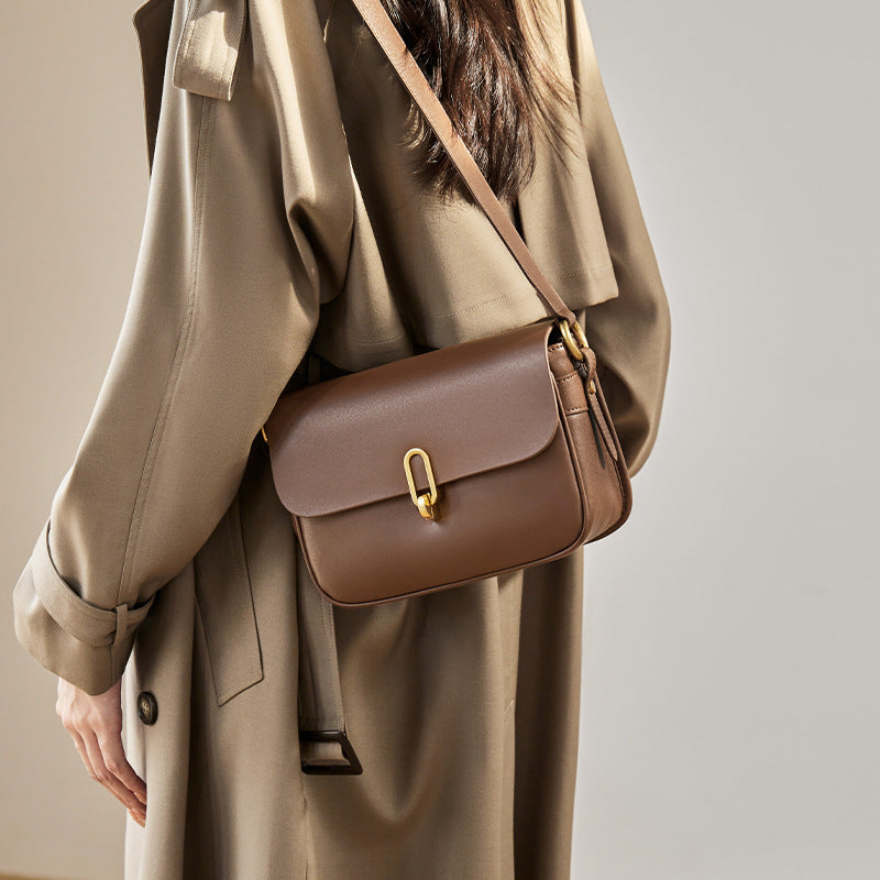 Structured Flap Crossbody Bag in Two-Layer Cowhide