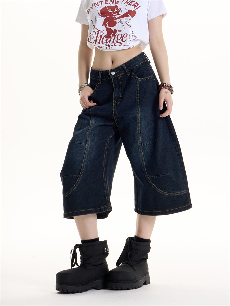 American Retro Hot Girl Style Deconstructive Design Jeans