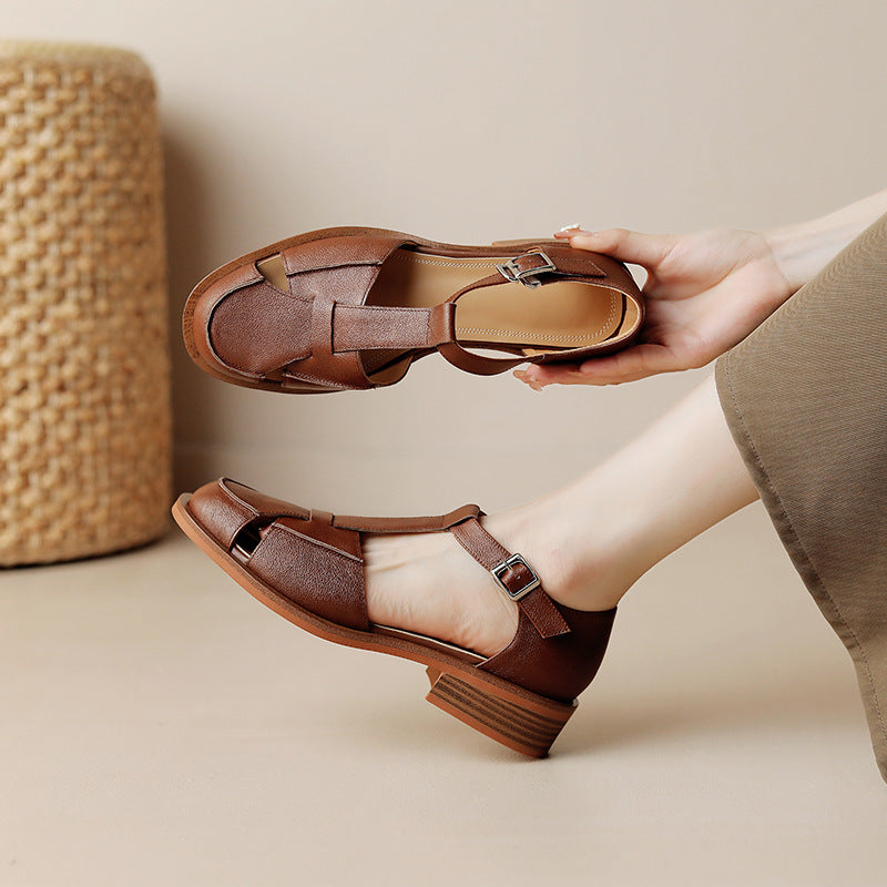Ivory Leather T-Strap Sandal — Structured Fit with Open Comfort