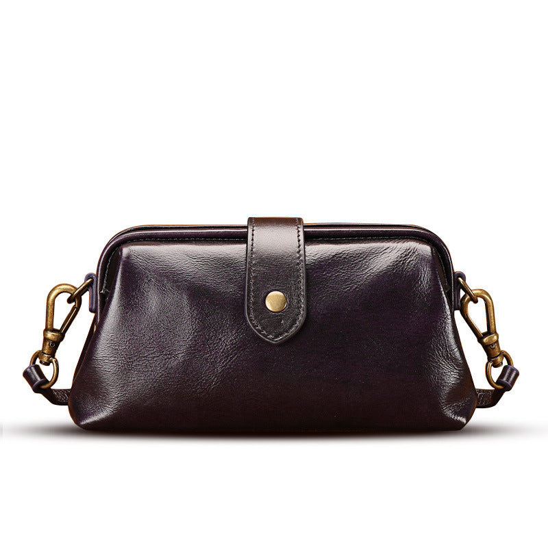 Handmade First-Layer Cowhide Compact Crossbody