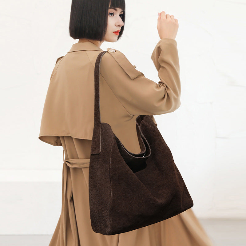 Soft-Form Shoulder Bag in Matte Cowhide —