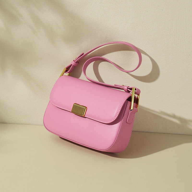 Structured Flap Shoulder Bag in Two-Layer Cowhide