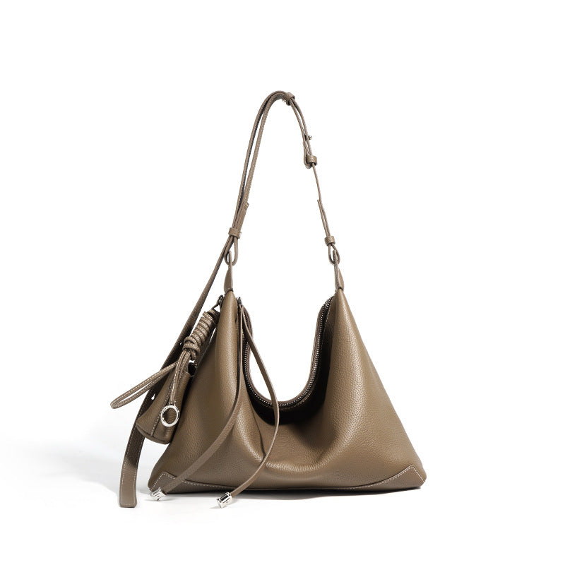 Soft-Structure Shoulder Bag in First-Layer Cowhide Leather