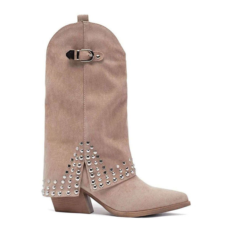 Spring And Autumn Pointed Knight Boots Women