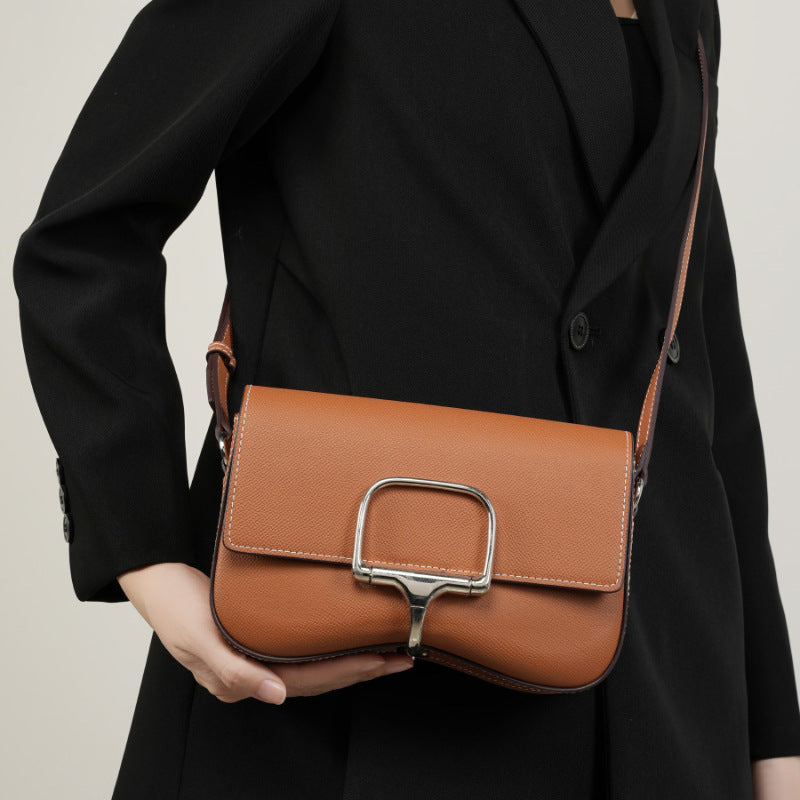 Structured Frame Cowhide Crossbody Bag