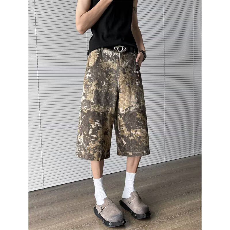 Snake Pattern Tooling Camouflage Jeans