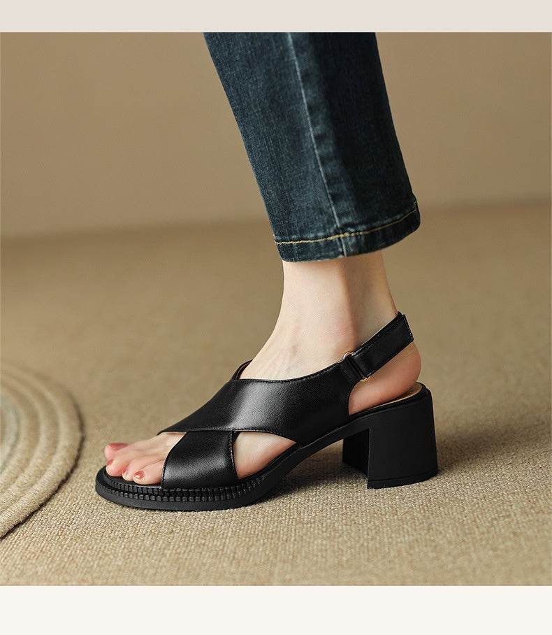 Soft-Structure Block Heel Sandal – Pigskin & Sheepskin