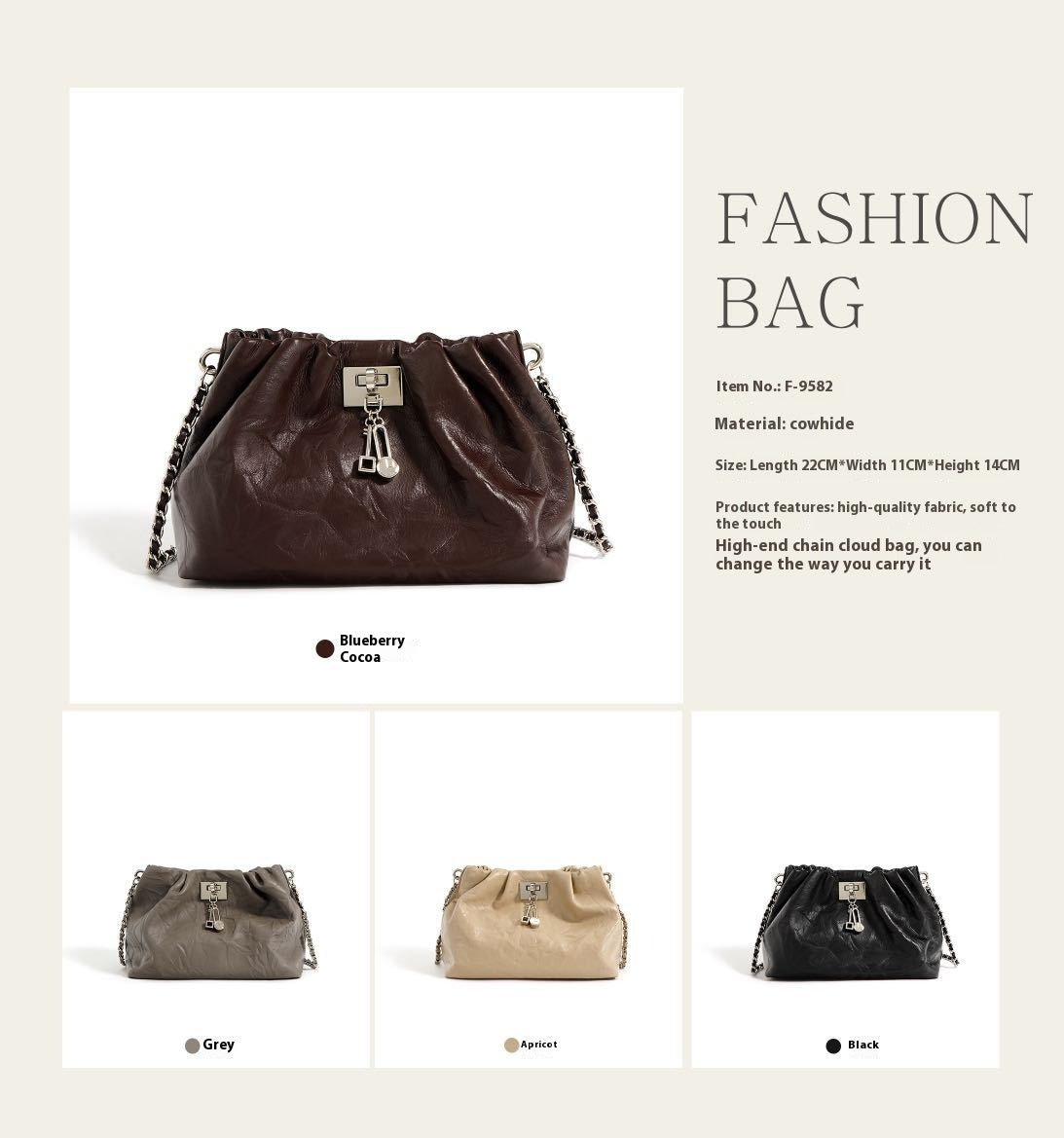 Soft-Form Leather Pouch with Chain Structure