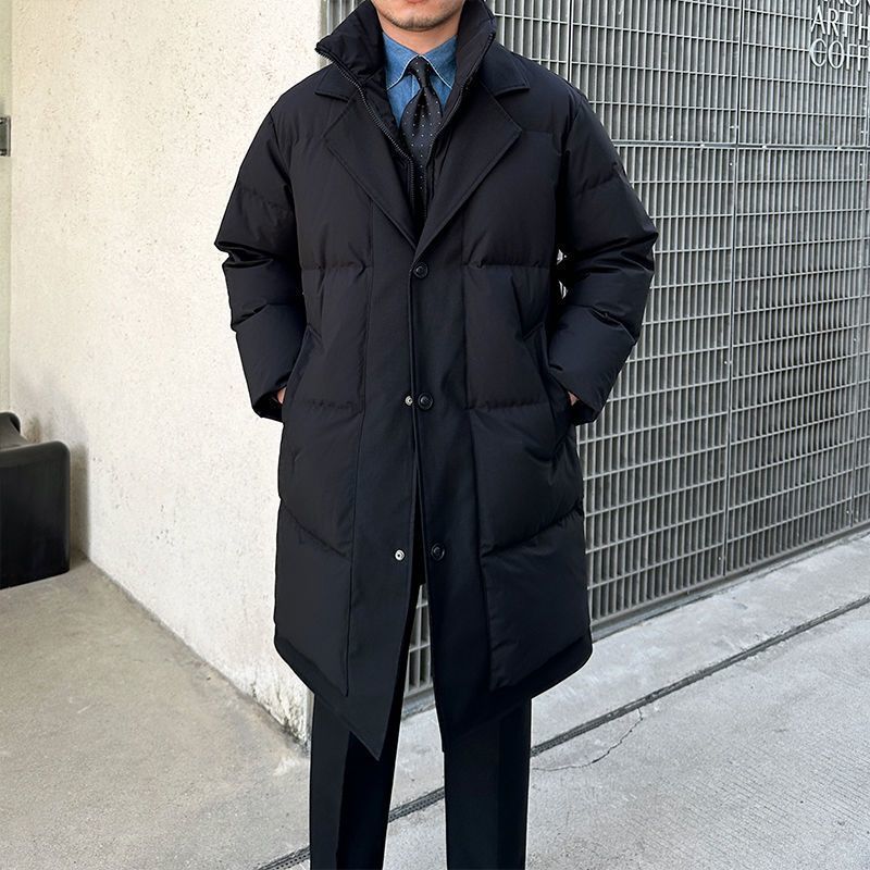 Retro Men's Mid-length Fake Two-piece Cotton-padded Jacket