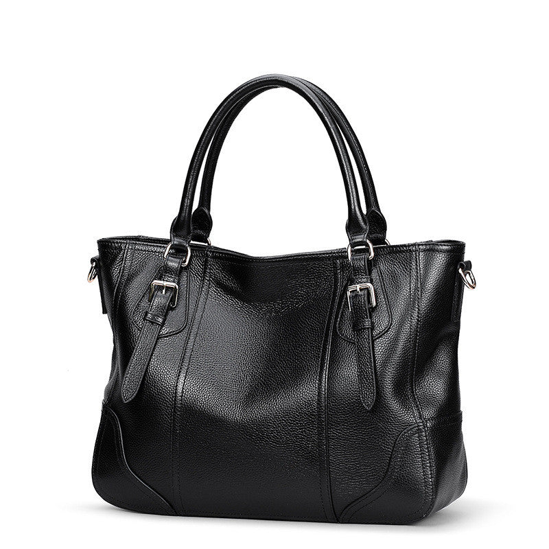 Casual Solid First Layer Leather Bag