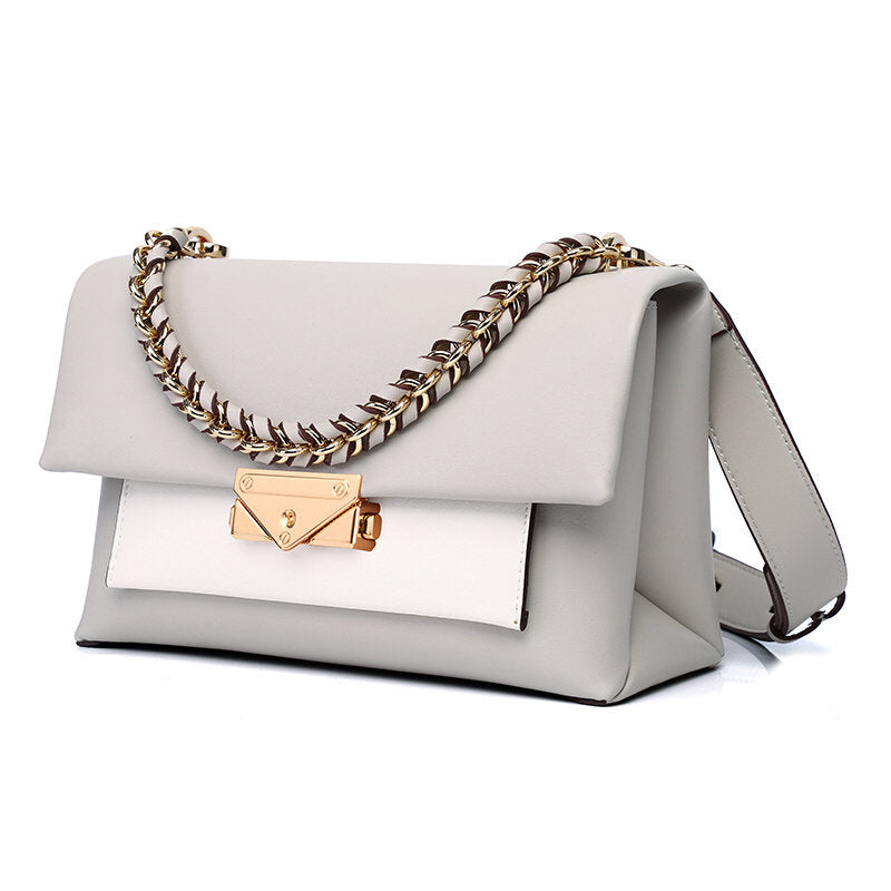 Structured Flap Shoulder Bag with Chain Carry
