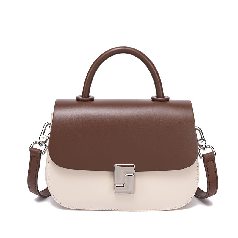 Two-Tone Structured Cowhide Top-Handle Bag
