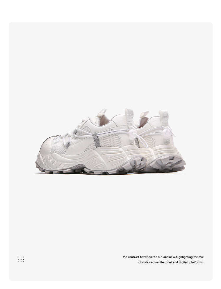 Technical Trail Sneaker – Dual-Layer Cowhide & Mesh Construction