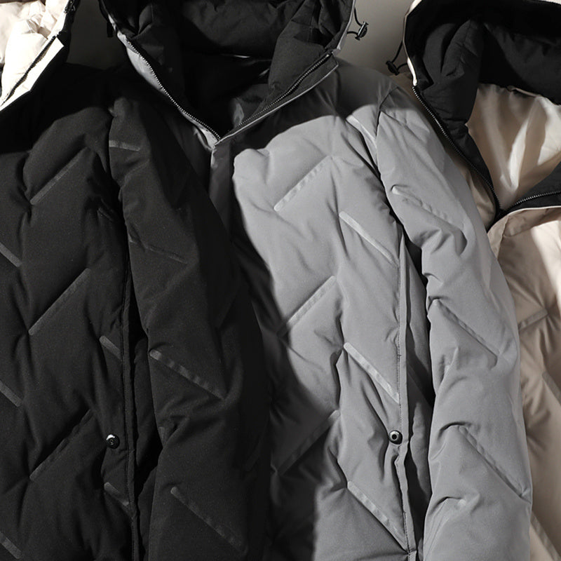 Down Men's Mid-length Korean Style Trendy Hooded Loose Winter Jacket