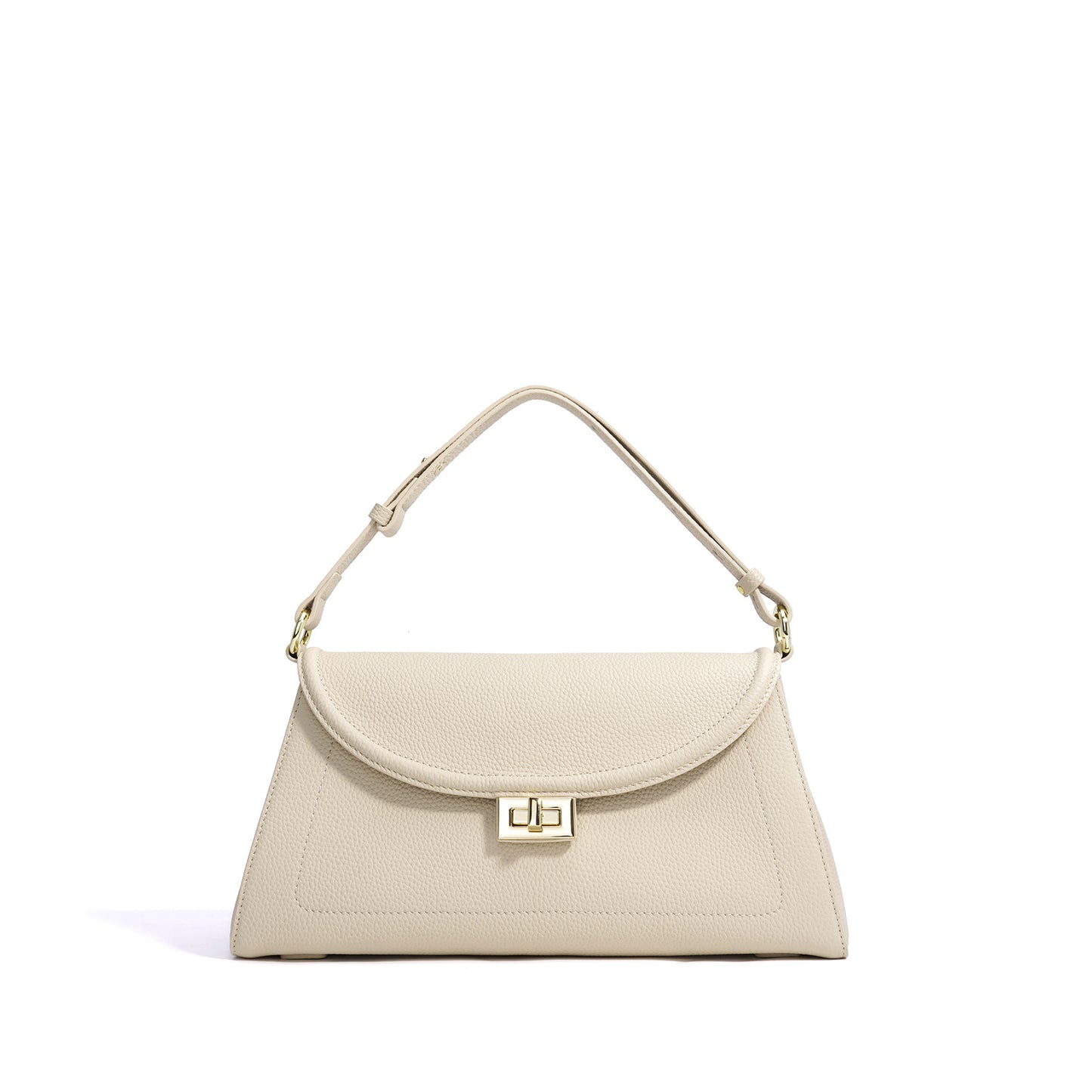 Structured Matte Shoulder Bag in First-Layer Cowhide —