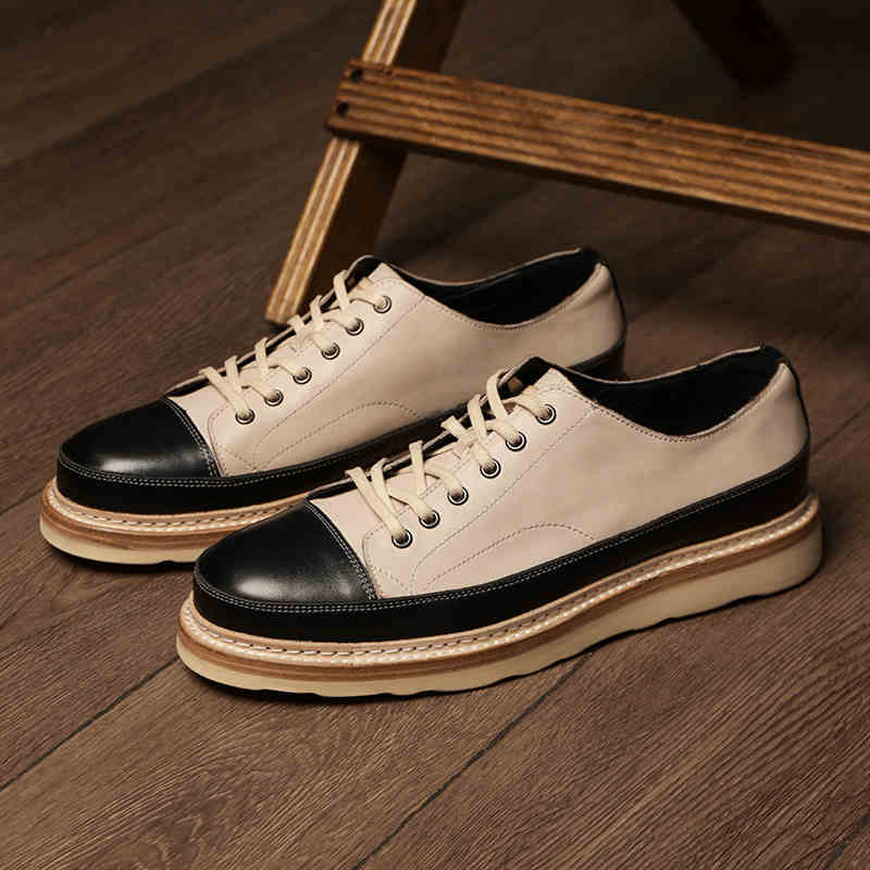 Vintage Vintage Handmade Board Shoes Genuine Leather Platform Casual Shoes