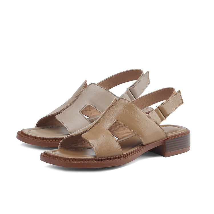 Minimal Block-Heel Sandal – Pigskin & Sheepskin