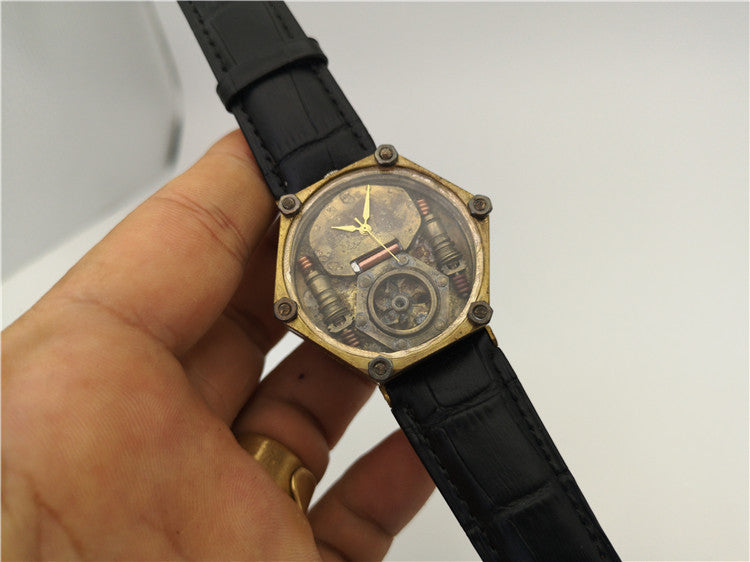 Steampunk Pure Cowhide Belt Copper Watch