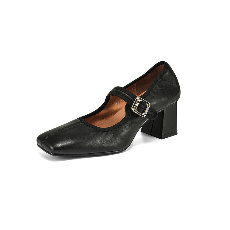 Structured Leather Mary Jane with Balanced Block Heel