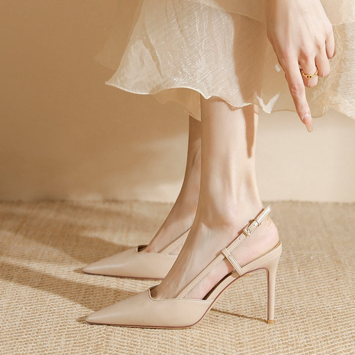 One Line Buckle Toe High-heeled Sandals For Women