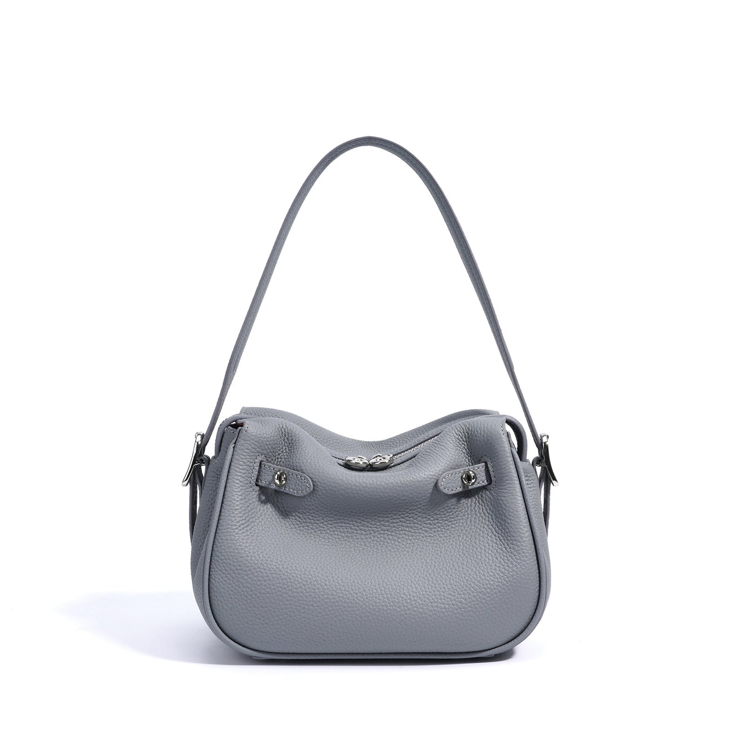 Compact Shoulder Bag in First-Layer Cowhide Leather