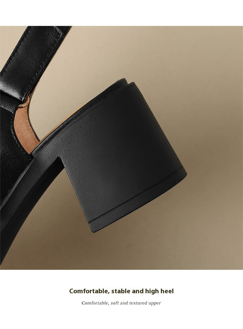 Soft-Structure Block Heel Sandal – Pigskin & Sheepskin