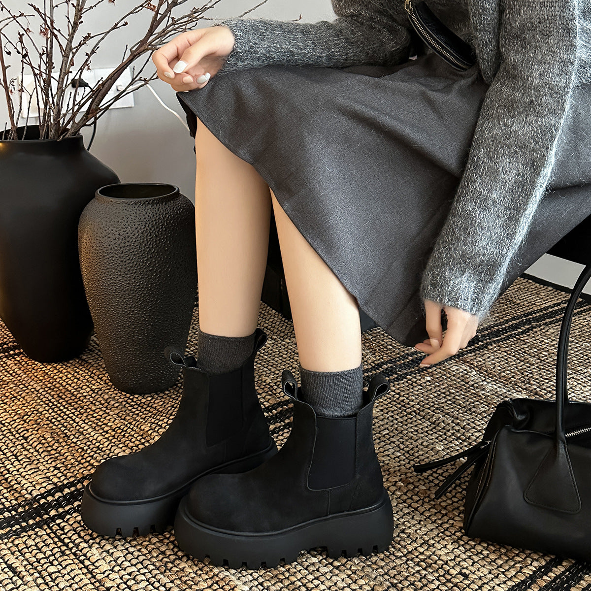 Pigskin Platform Chelsea Boot