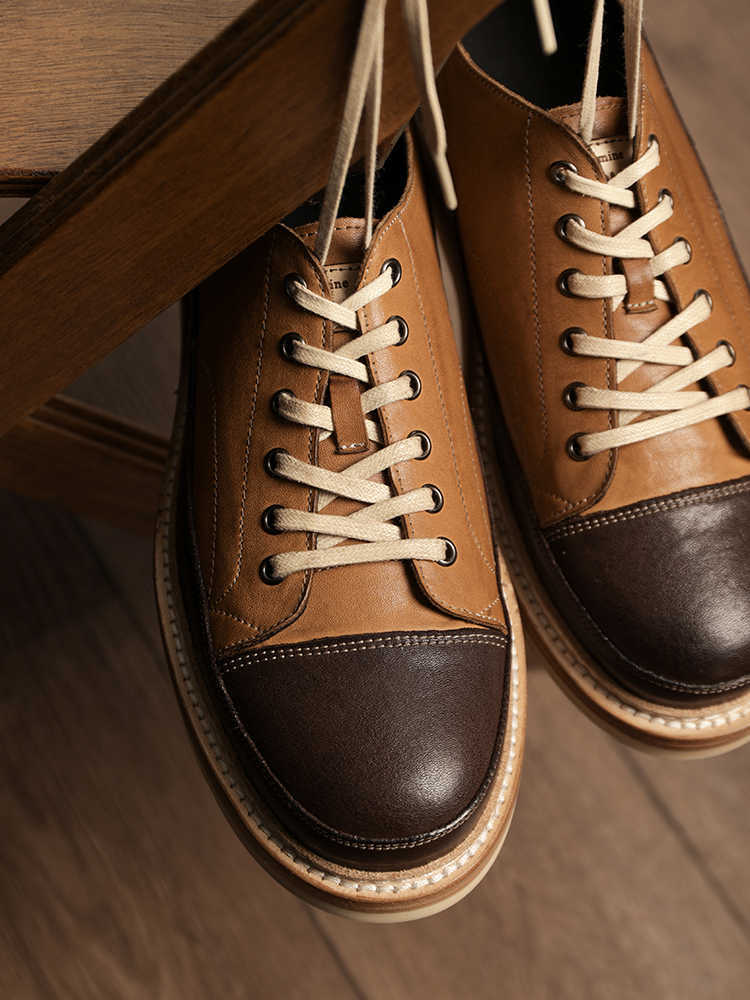 Vintage Vintage Handmade Board Shoes Genuine Leather Platform Casual Shoes
