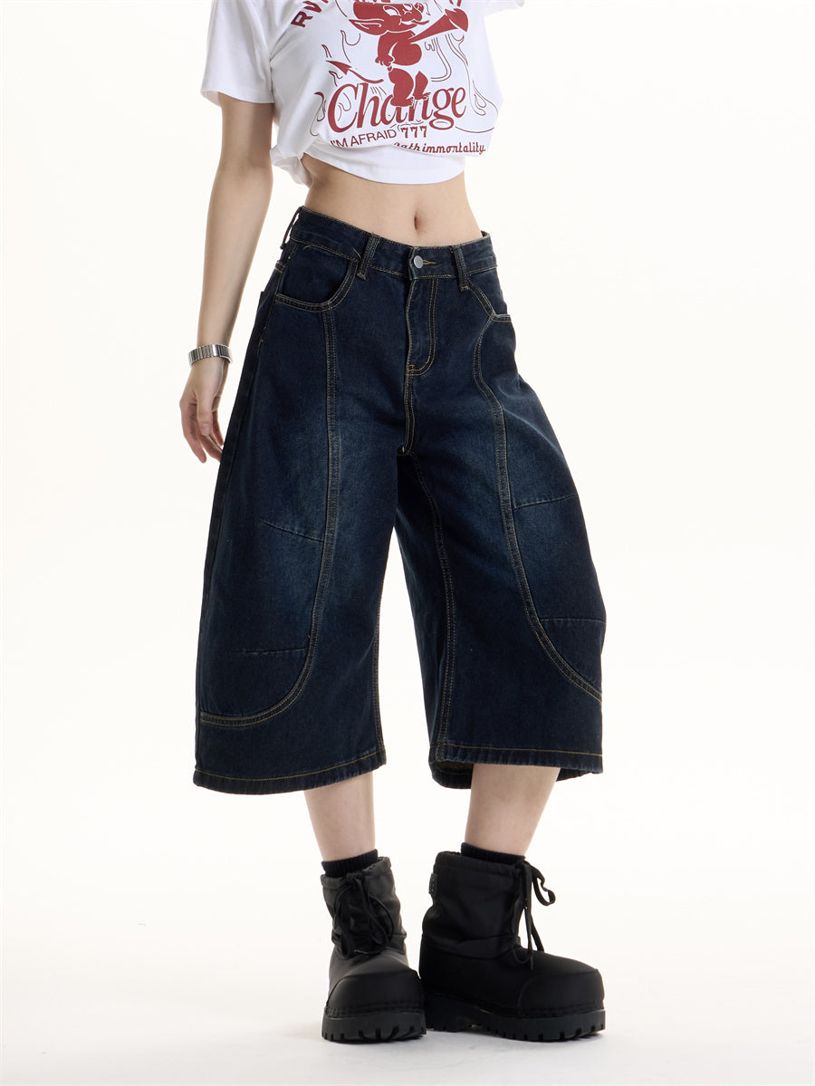 American Retro Hot Girl Style Deconstructive Design Jeans