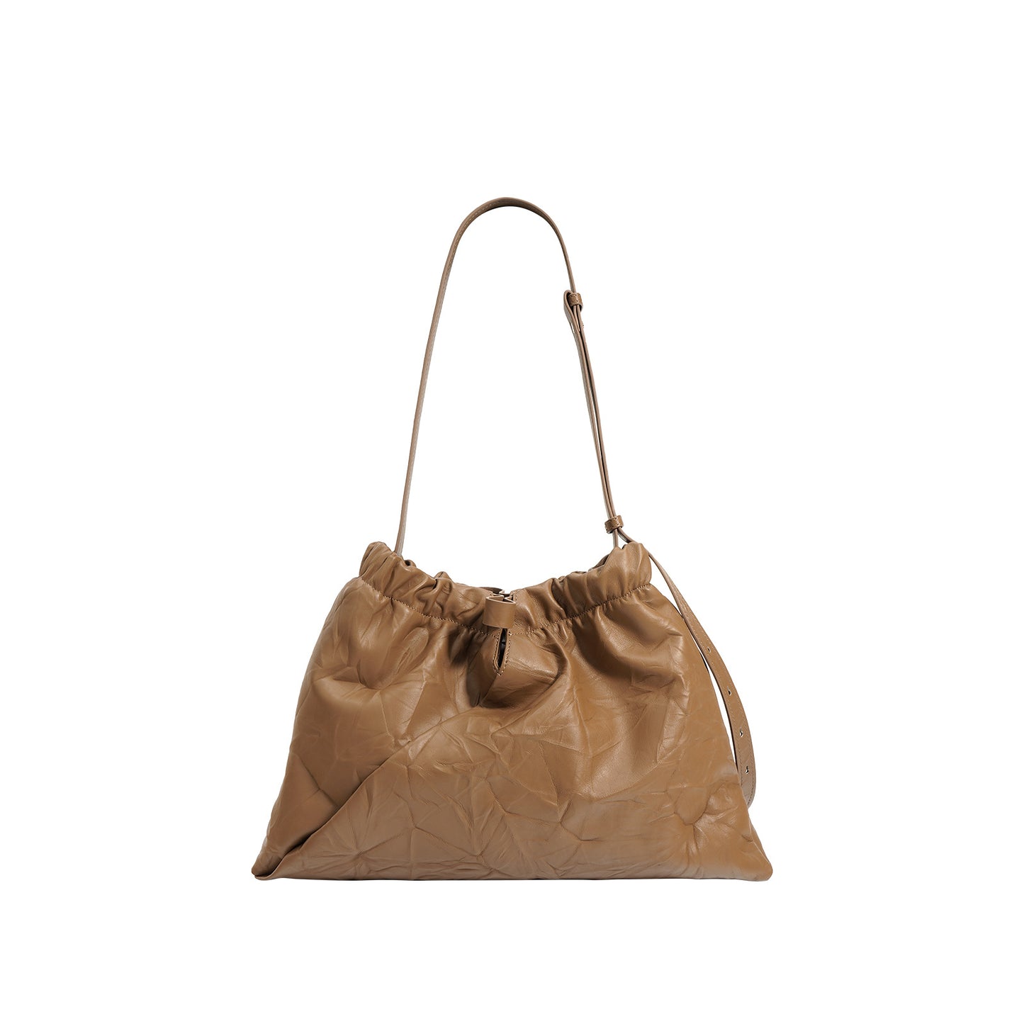 Soft-Structured Leather Pouch Bag