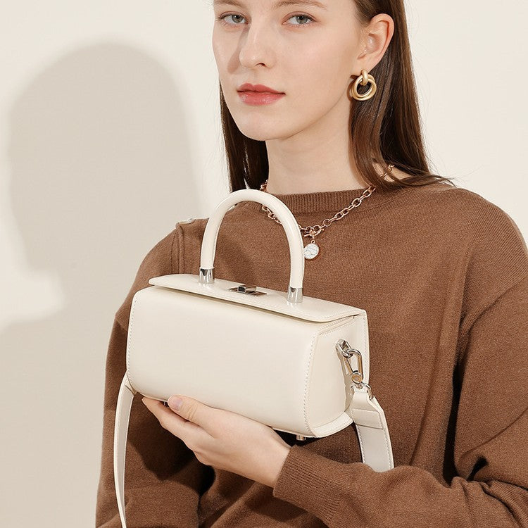 Structured Cowhide Top-Handle Bag