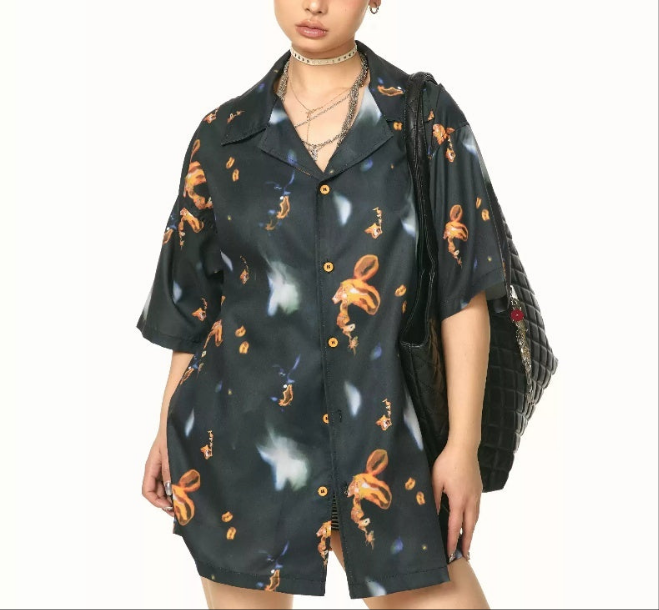 Vintage Print Short Sleeves Shirt Loose Casual