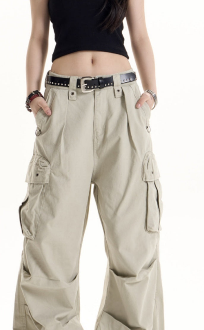 American Retro Hot Girl Multi-pocket Cargo Pants