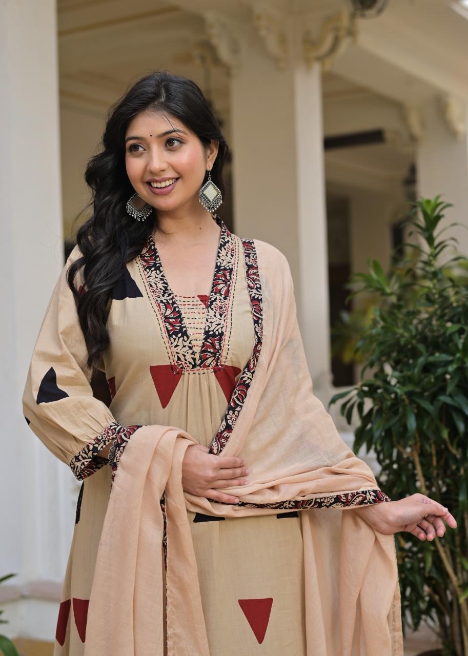 TATVANI Printed Cotton Suit Set