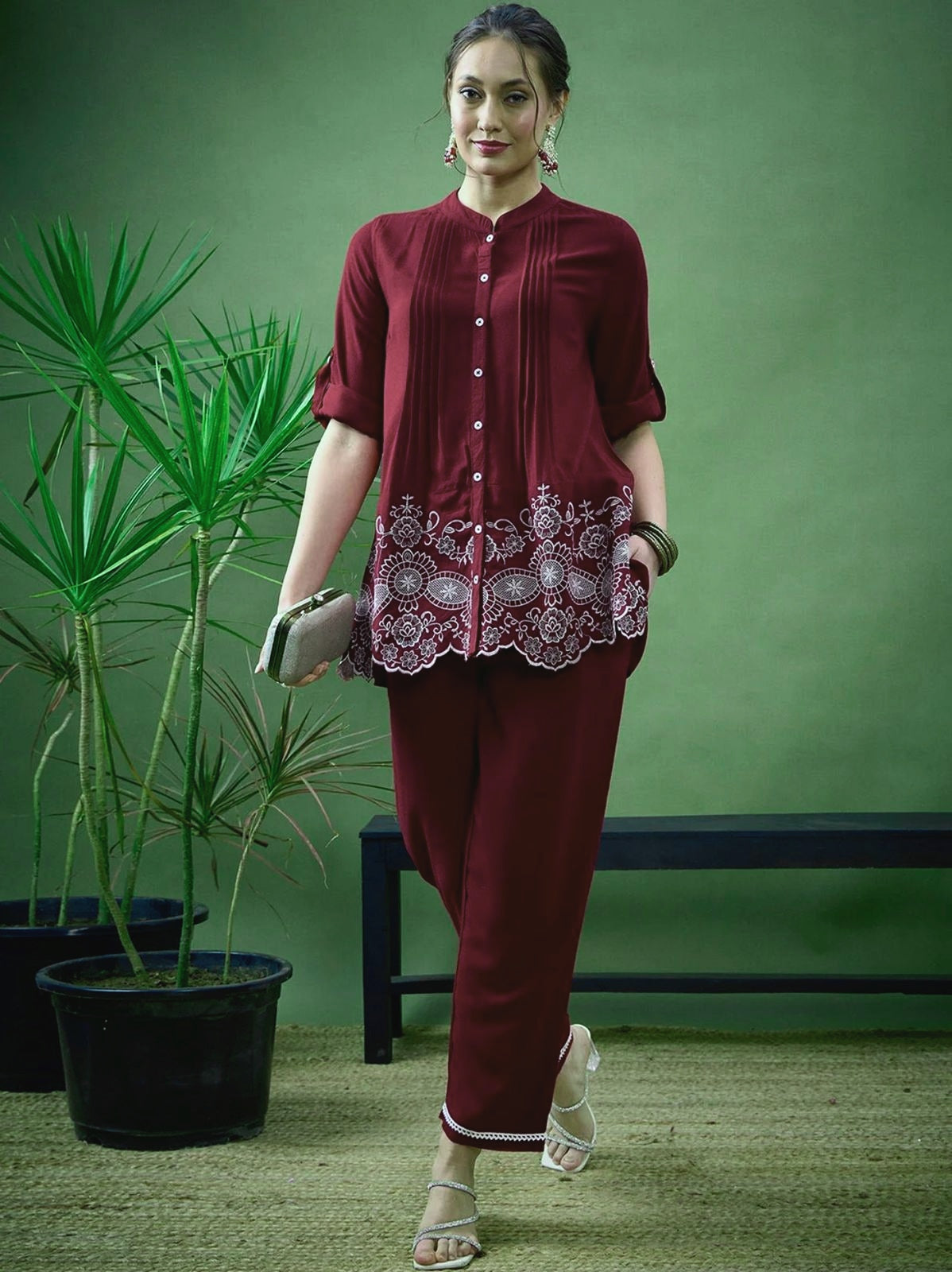TATVANI Embroidered Cotton Co-Ord Set