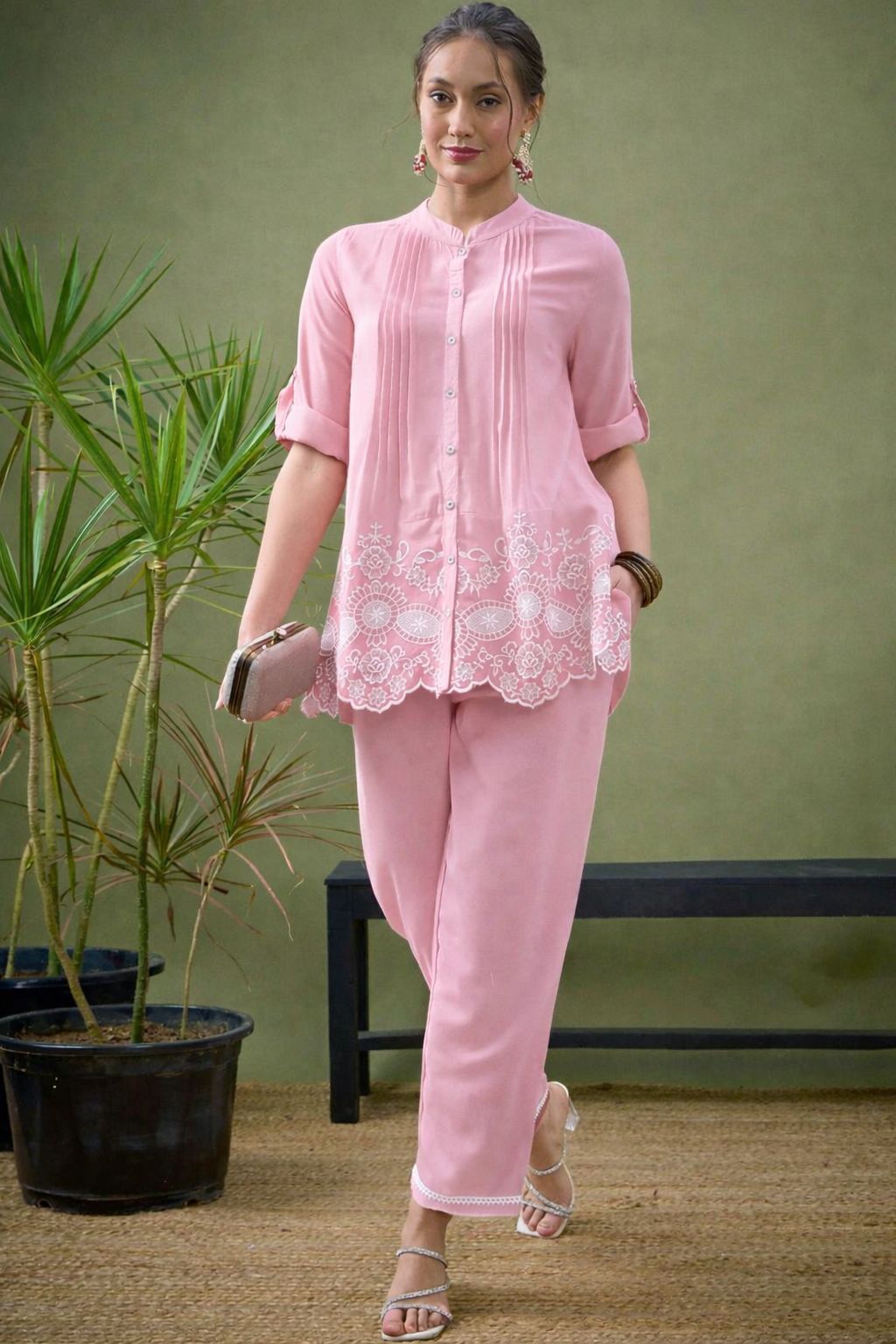 TATVANI Embroidered Cotton Co-Ord Set