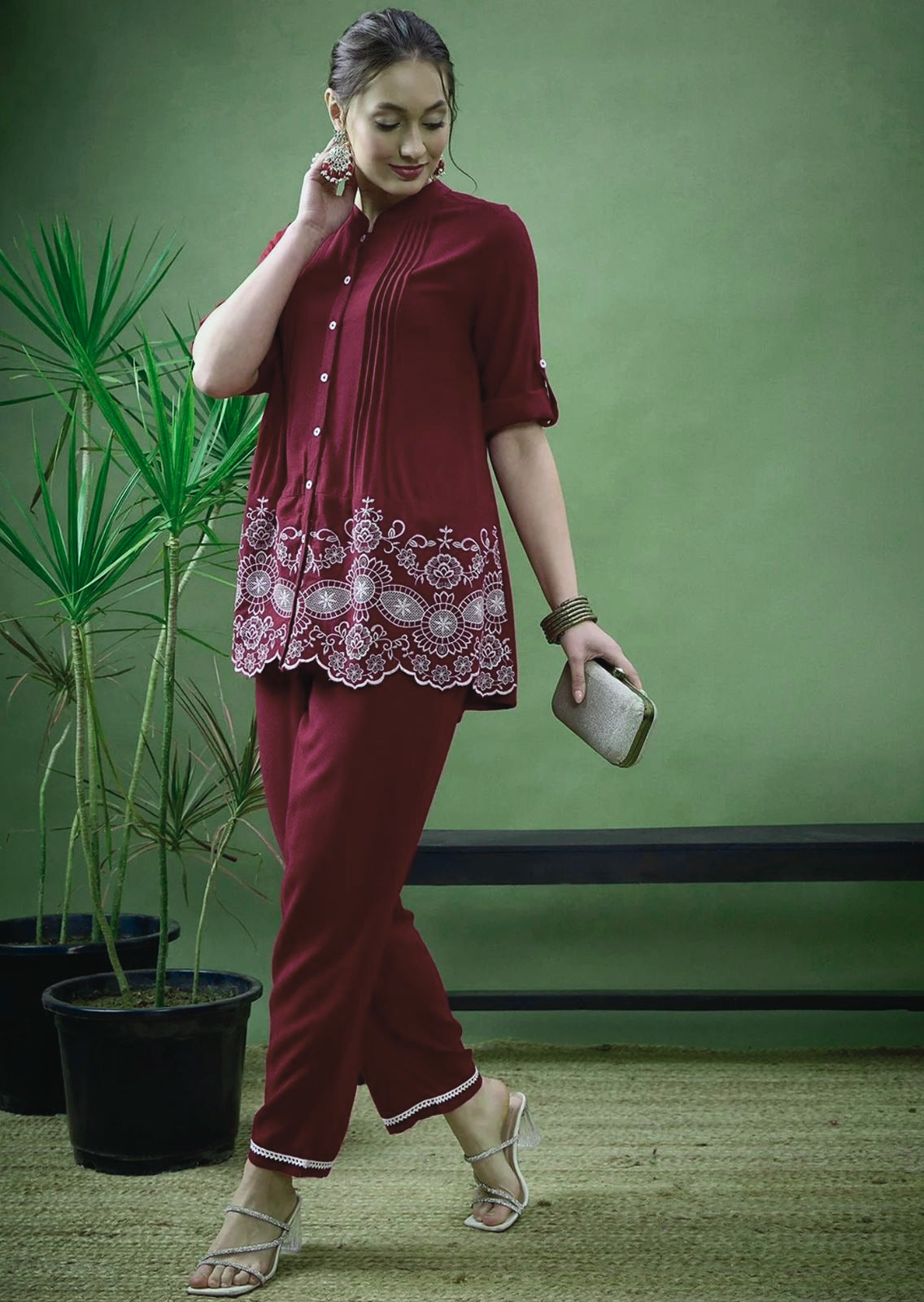 TATVANI Embroidered Cotton Co-Ord Set