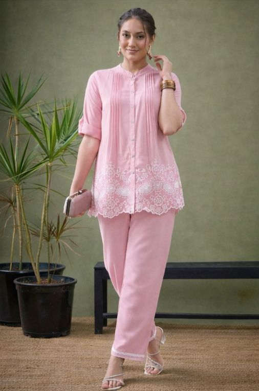 TATVANI Embroidered Cotton Co-Ord Set