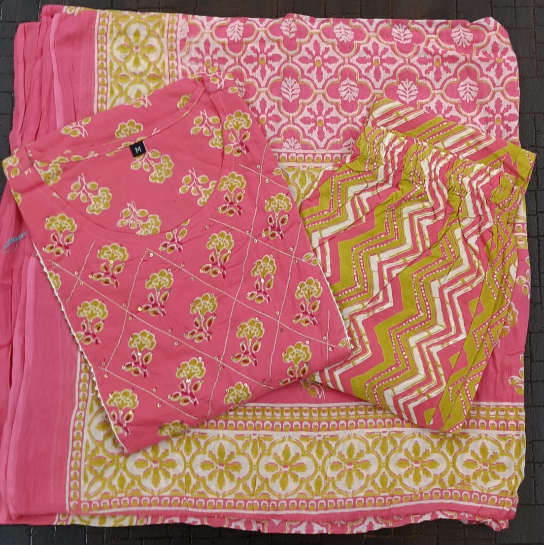 TATVANI Printed Cotton Kurta Set with Embroidered Dupatta