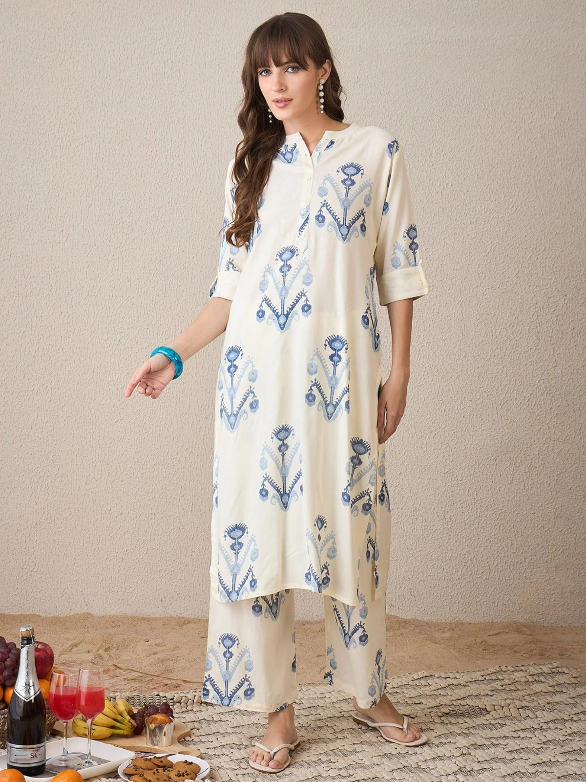 TATVANI Printed Rayon Kurta Pant Set