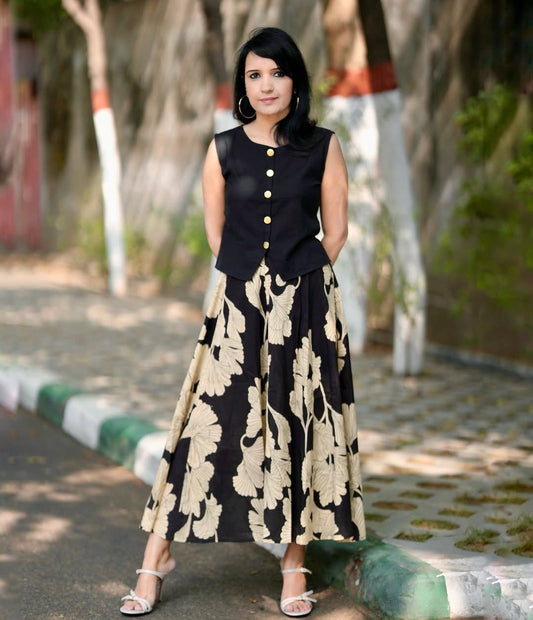 TATVANI Premium Printed Cotton Top & Skirt Co-Ord Set