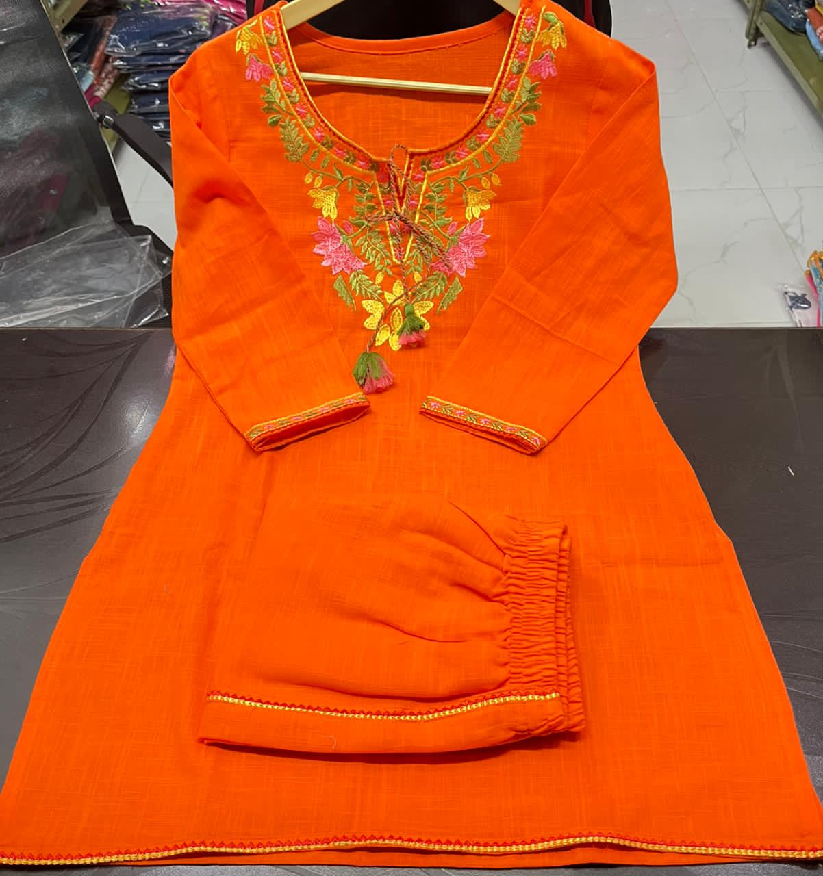 TATVANI Premium Embroidered Cotton Slub Co-Ord Set