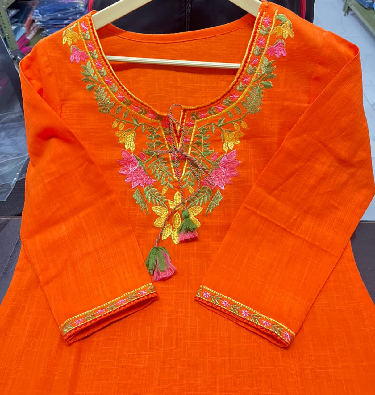 TATVANI Premium Embroidered Cotton Slub Co-Ord Set