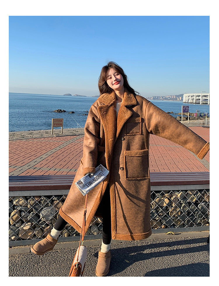 Women's Winter Double-sided Lamb Wool Coat Overcoat
