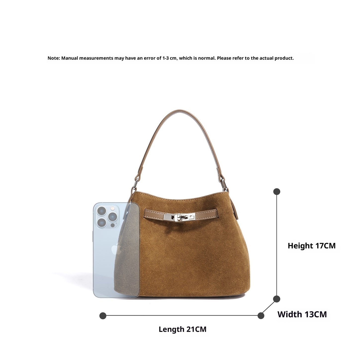 Structured Suede Bucket Bag in First-Layer Cowhide Leather